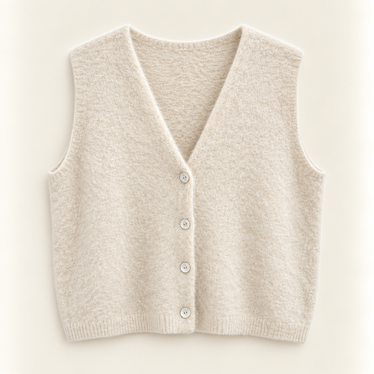 Angora Strickweste mit Knöpfen