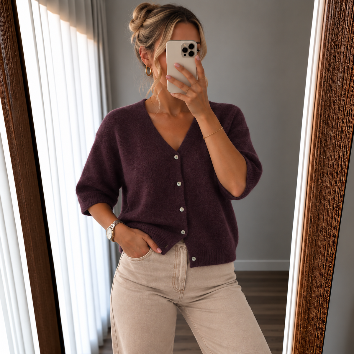 Alpaka Kurzarm-Cardigan – Made in Italy