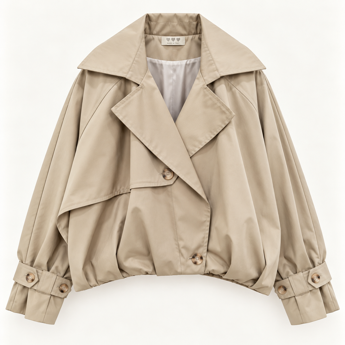 Kurze Trenchcoat-Jacke in Braun – Balloon Style