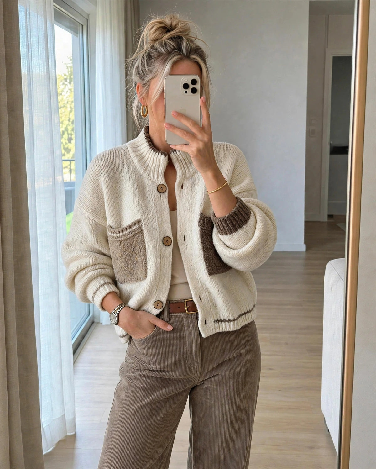 Strickcardigan „Mila“ mit Kontrasttaschen