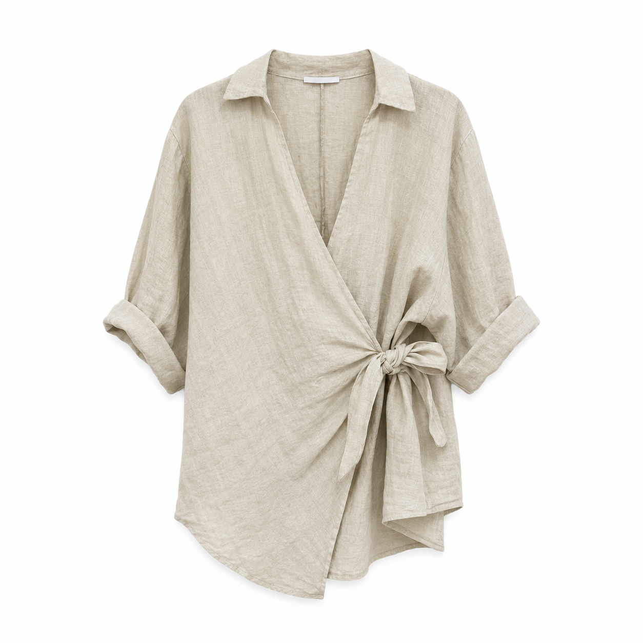 Leinen-Wickelbluse aus 100 % Leinen