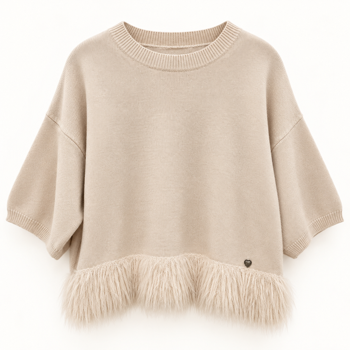 Strickpullover mit Federbesatz & Herzdetail