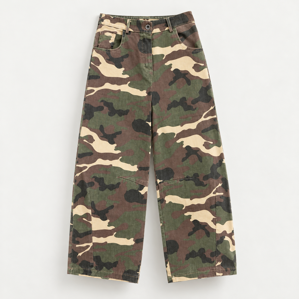 Baggy Hose mit Camouflage-Muster für Damen – Made in Italy