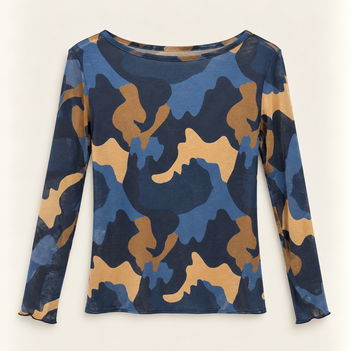Cashmere Langarmshirt Camouflage