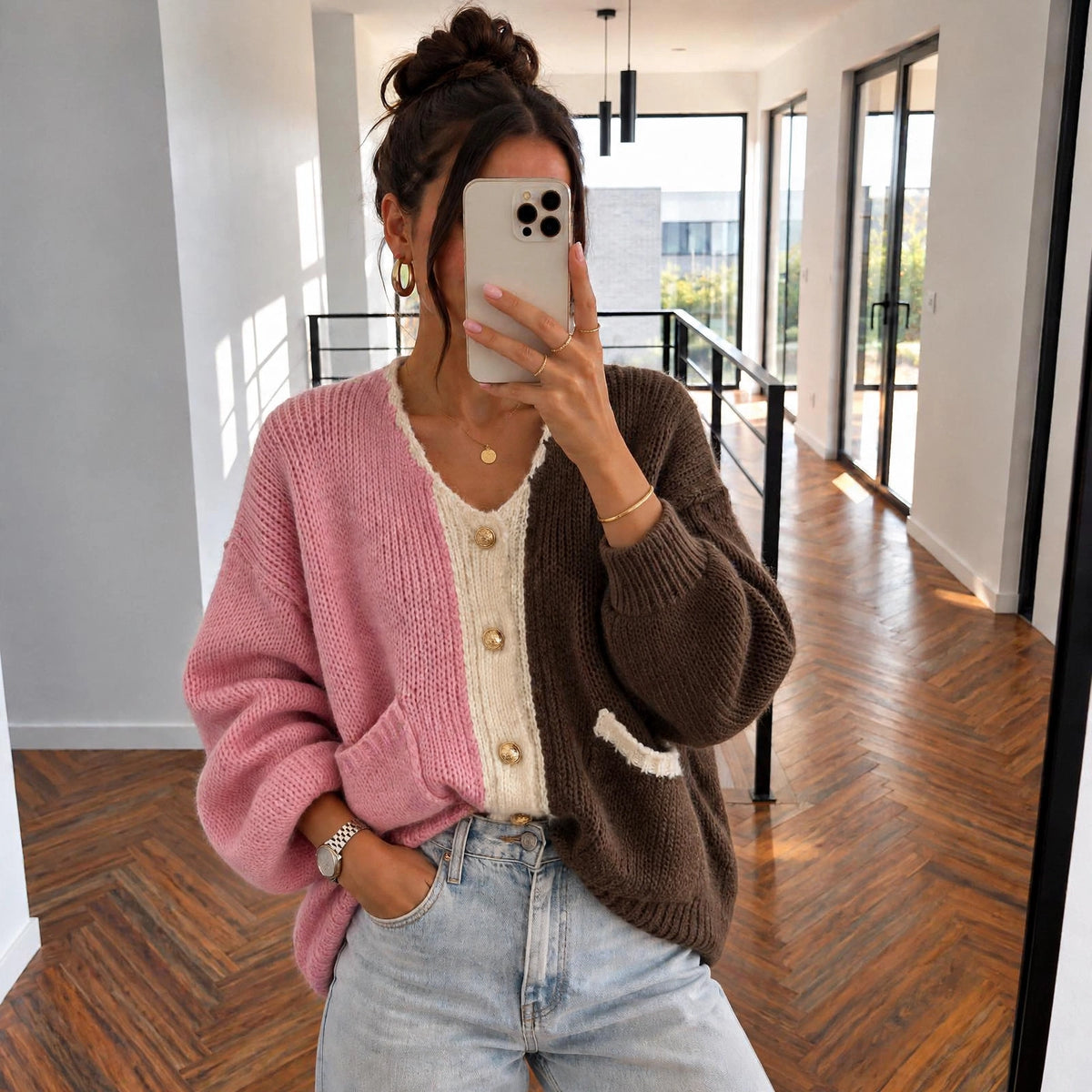 StrickJacke Colorblock