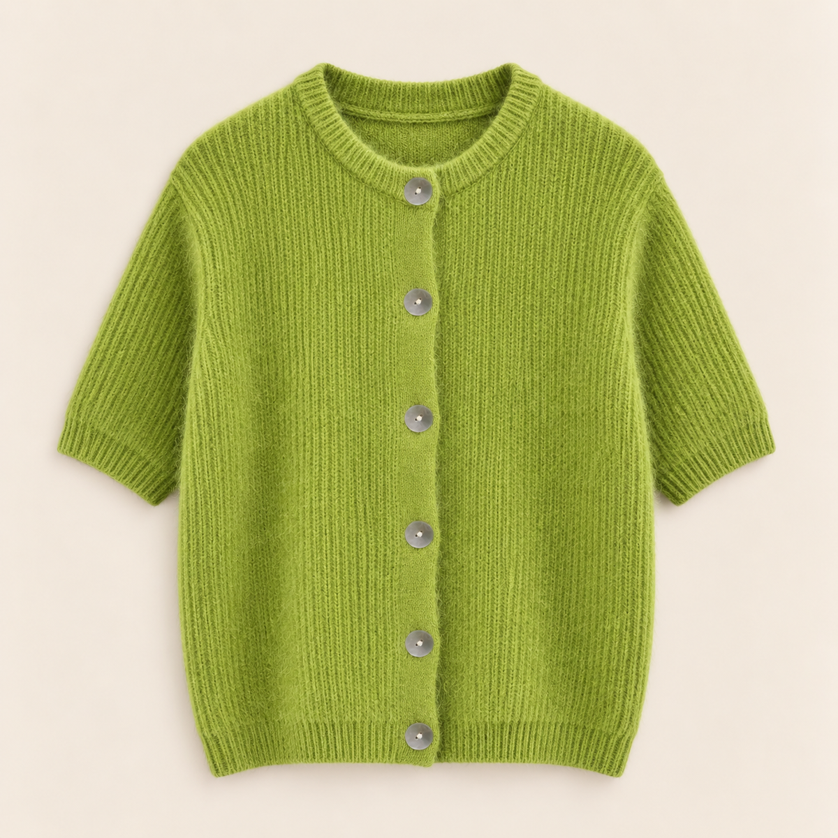 Angora Kurzarm-Cardigan – Made in Italy