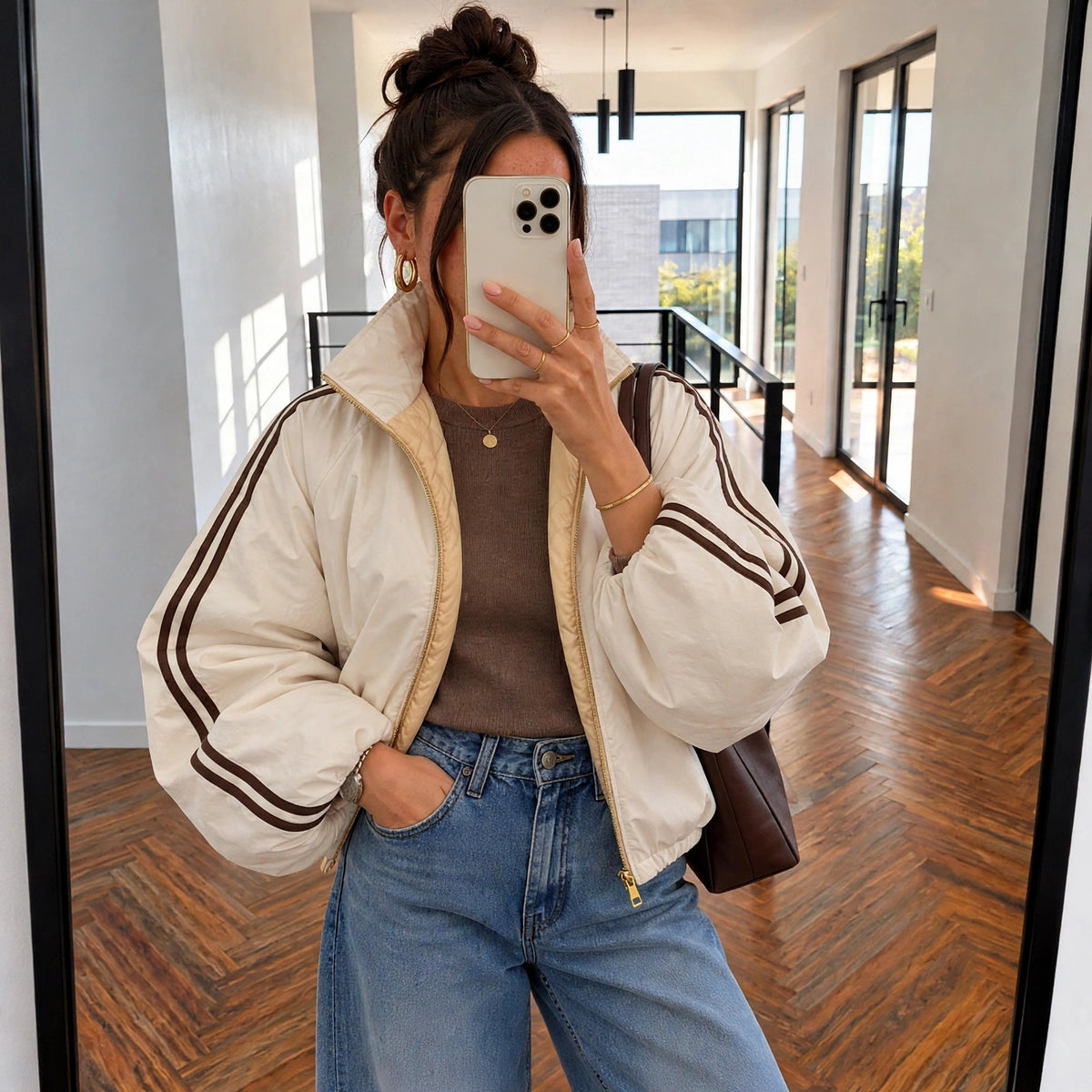 Sportliche Oversize-Bomberjacke mit Streifen