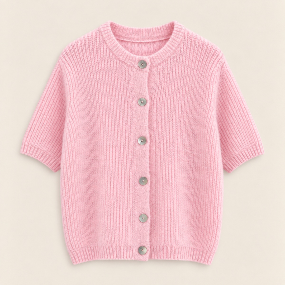 Angora Kurzarm-Cardigan – Made in Italy