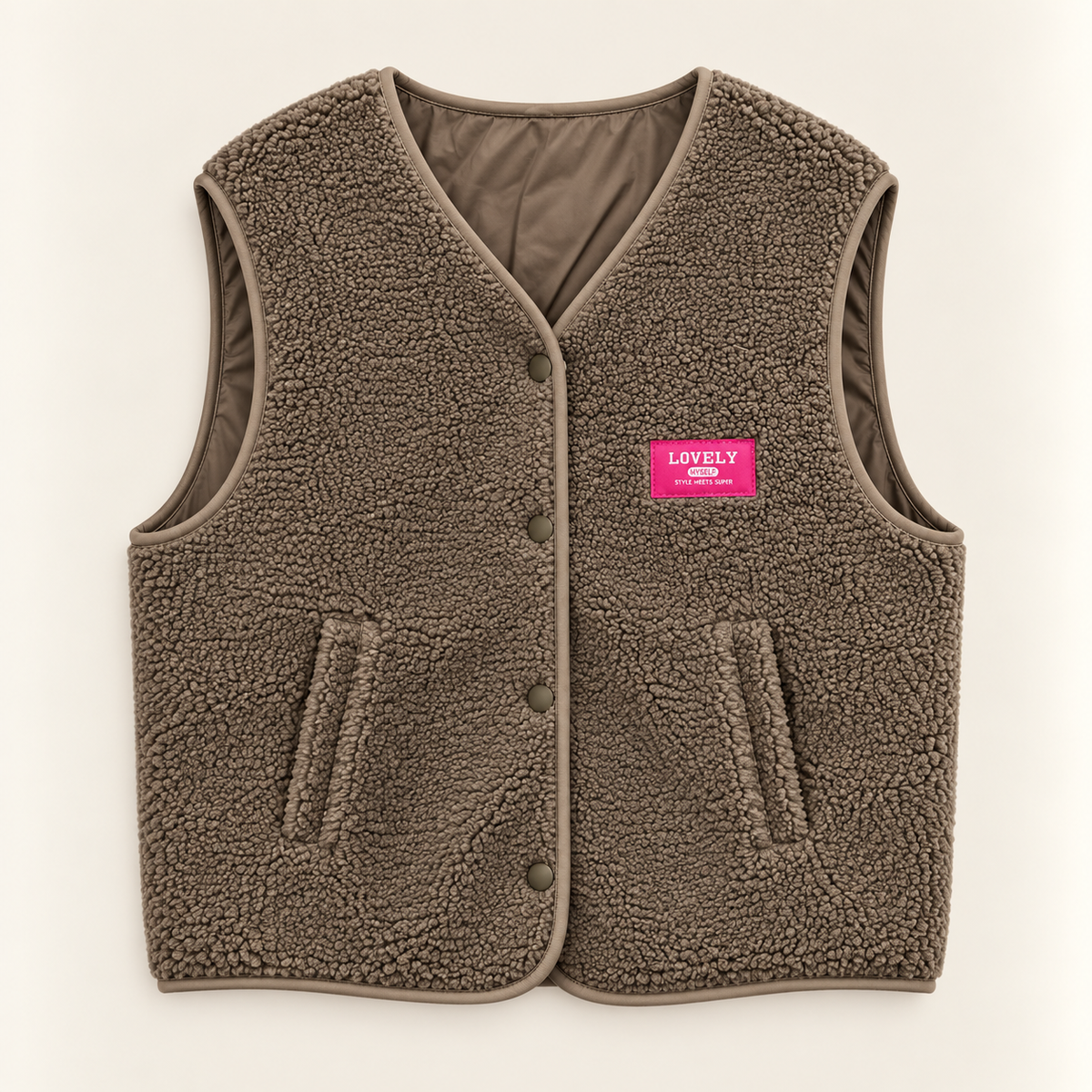 Teddy-Weste mit Label