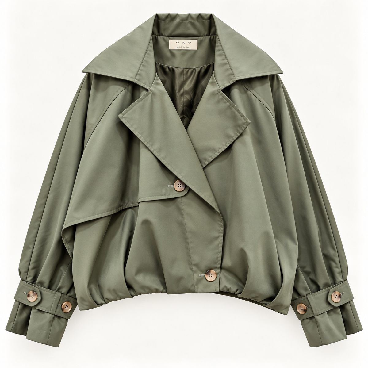 Kurze Trenchcoat-Jacke in Braun – Balloon Style