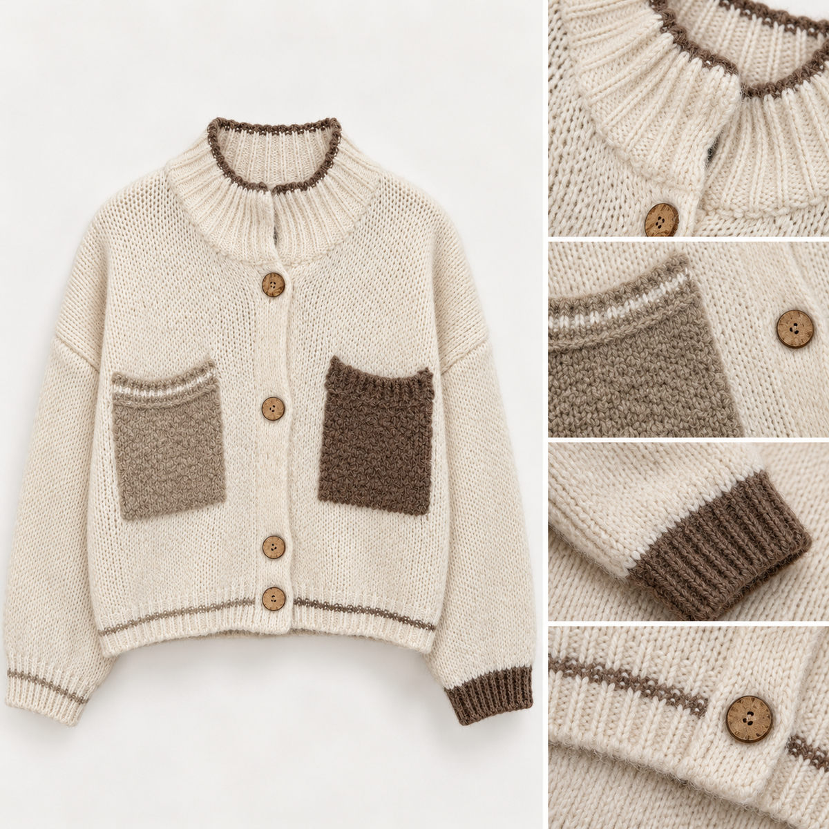 Strickcardigan „Mila“ mit Kontrasttaschen
