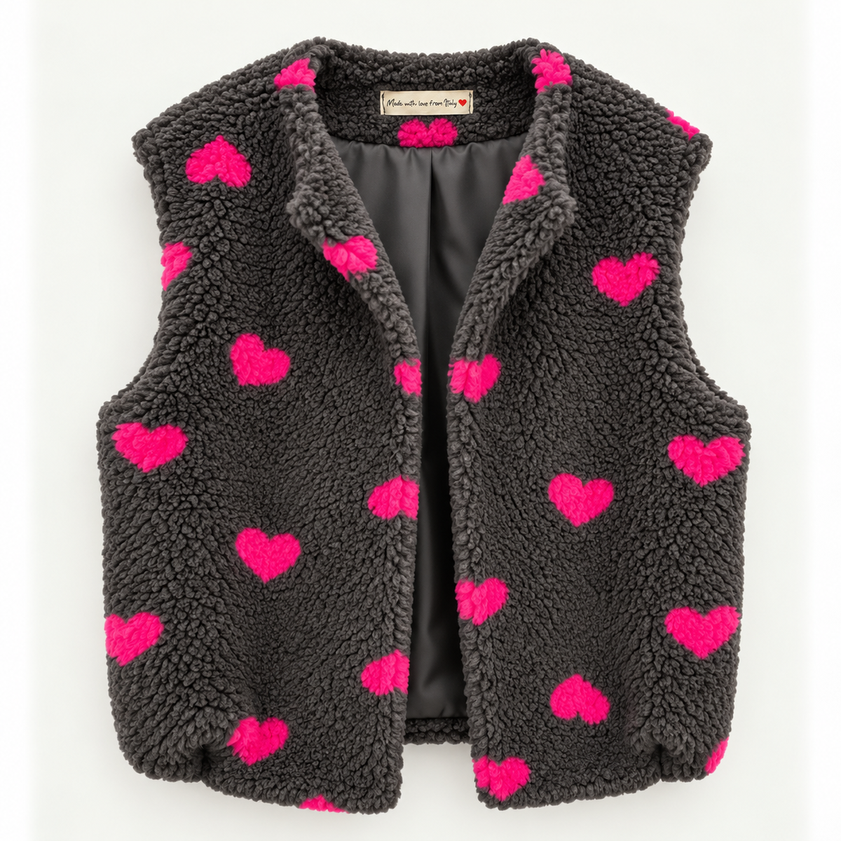Teddyweste mit Herzmuster – Kuschelig & Trendy