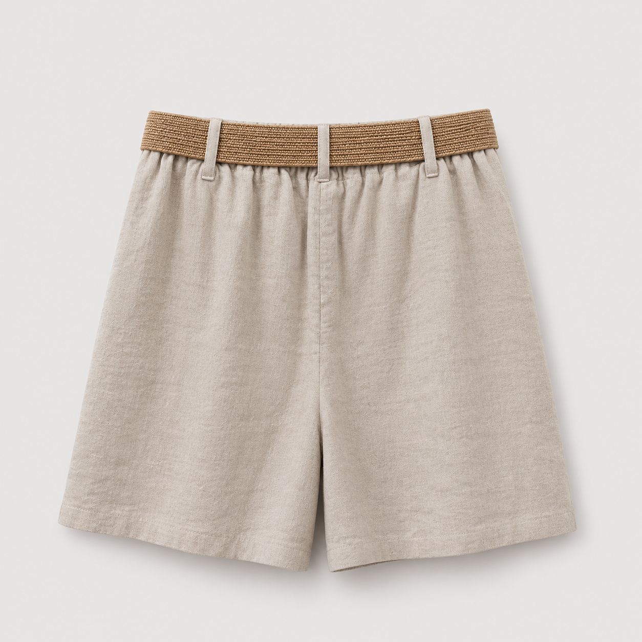 Leinen-Baumwoll-Shorts mit Gürtel