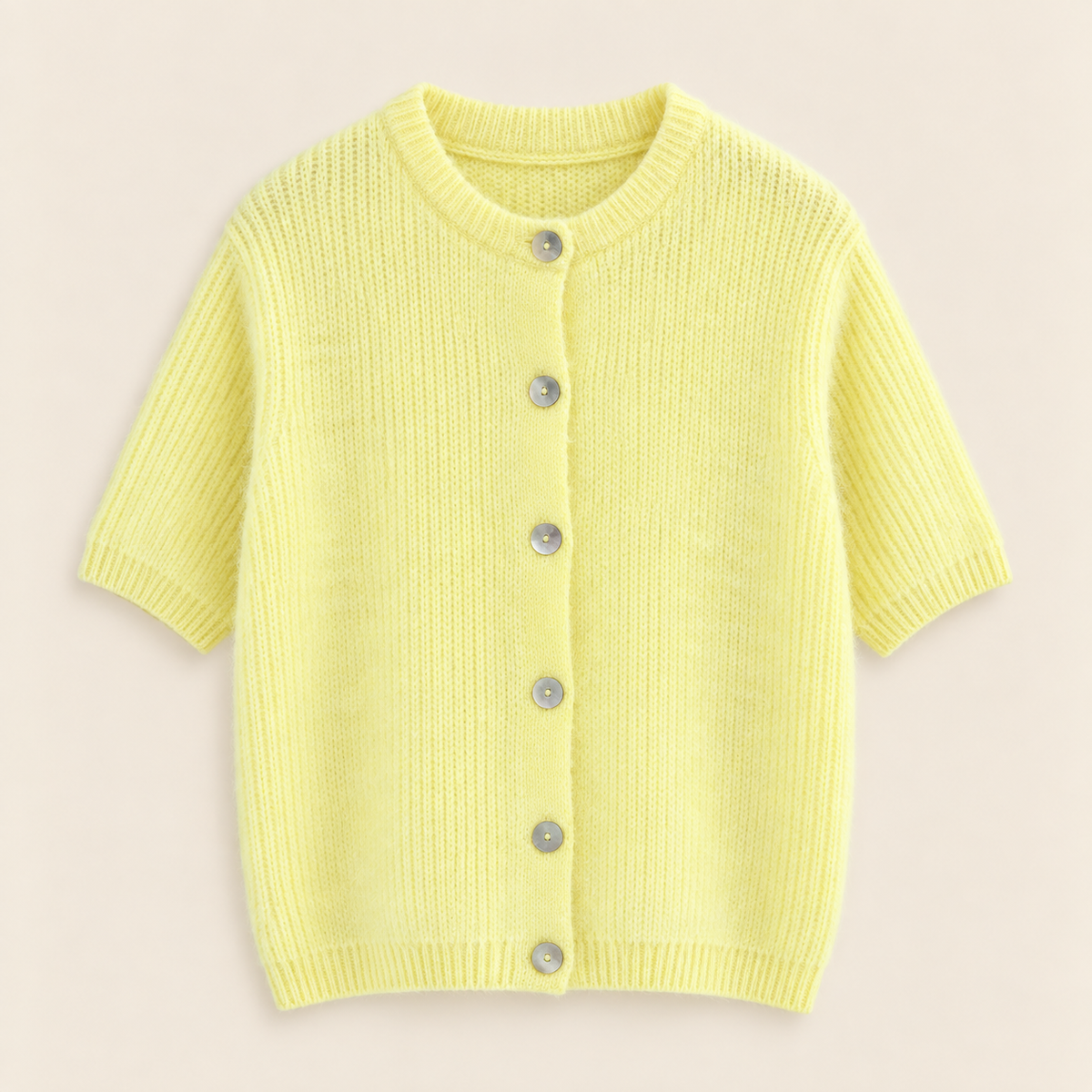 Angora Kurzarm-Cardigan – Made in Italy