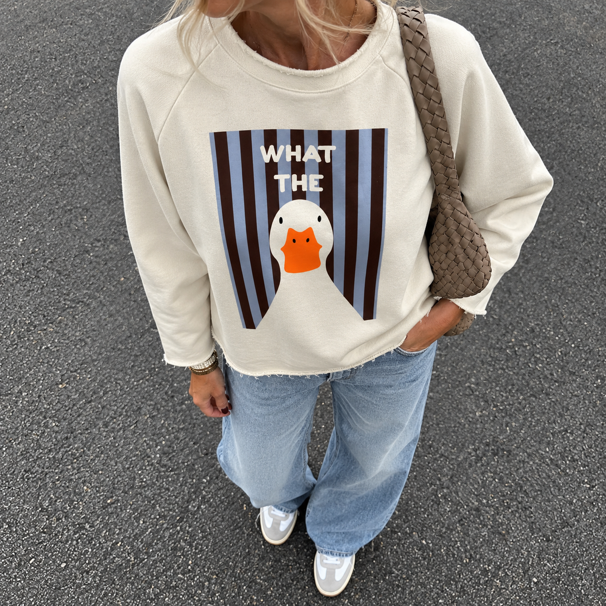 Sweatshirt „What The Duck“ mit Entenprint