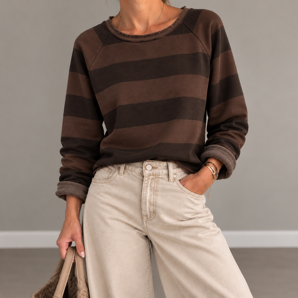 Oversize Streifen-Sweatshirt mit Raglanärmeln