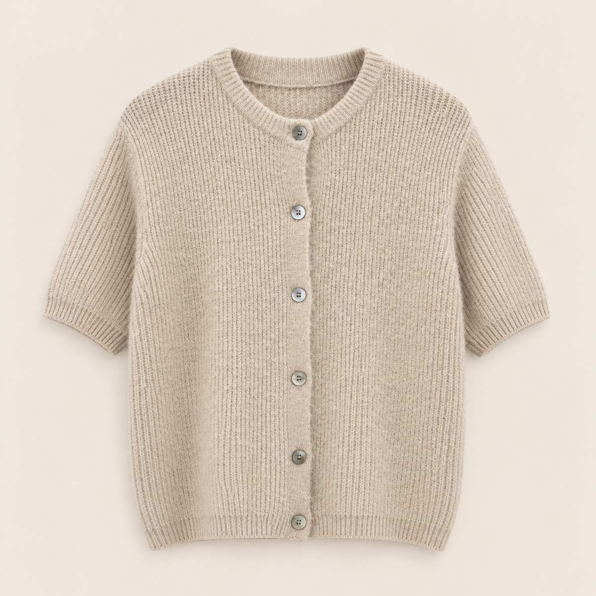 Angora Kurzarm-Cardigan – Made in Italy
