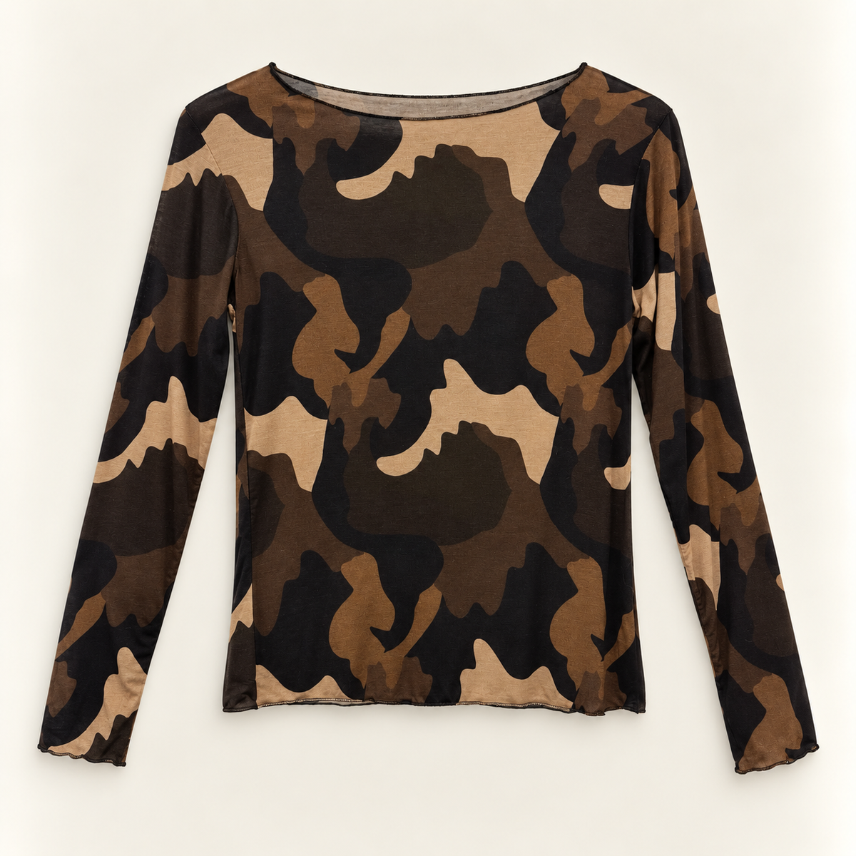 Cashmere Langarmshirt Camouflage