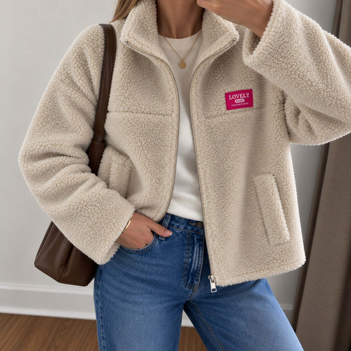 Teddyjacke „Lovely“ mit Reißverschluss