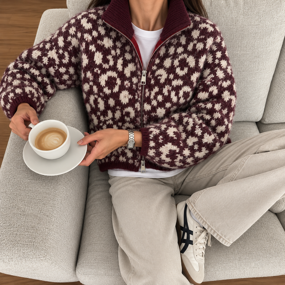 Leo Strickjacke mit Zwei-Wege-Reißverschluss – Made in Italy
