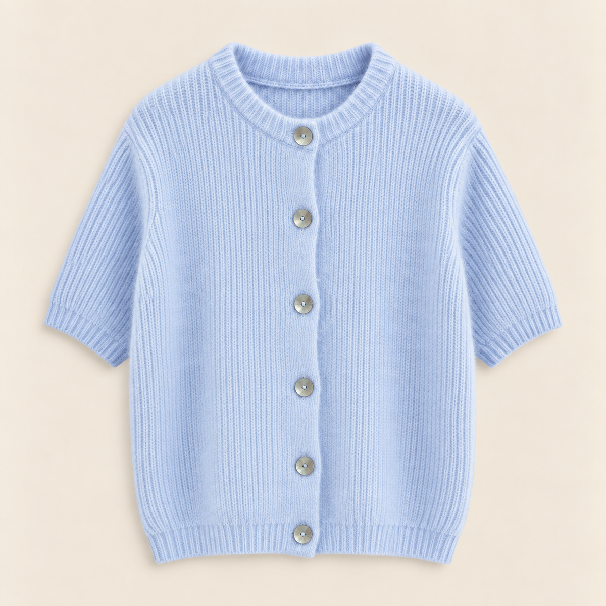 Angora Kurzarm-Cardigan – Made in Italy