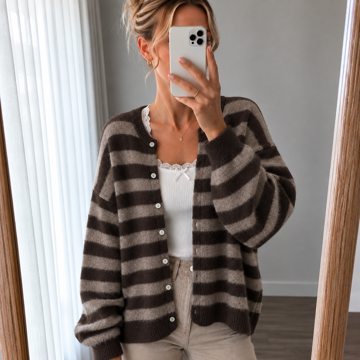 Good Vibes Streifen-Cardigan – Made in Italy