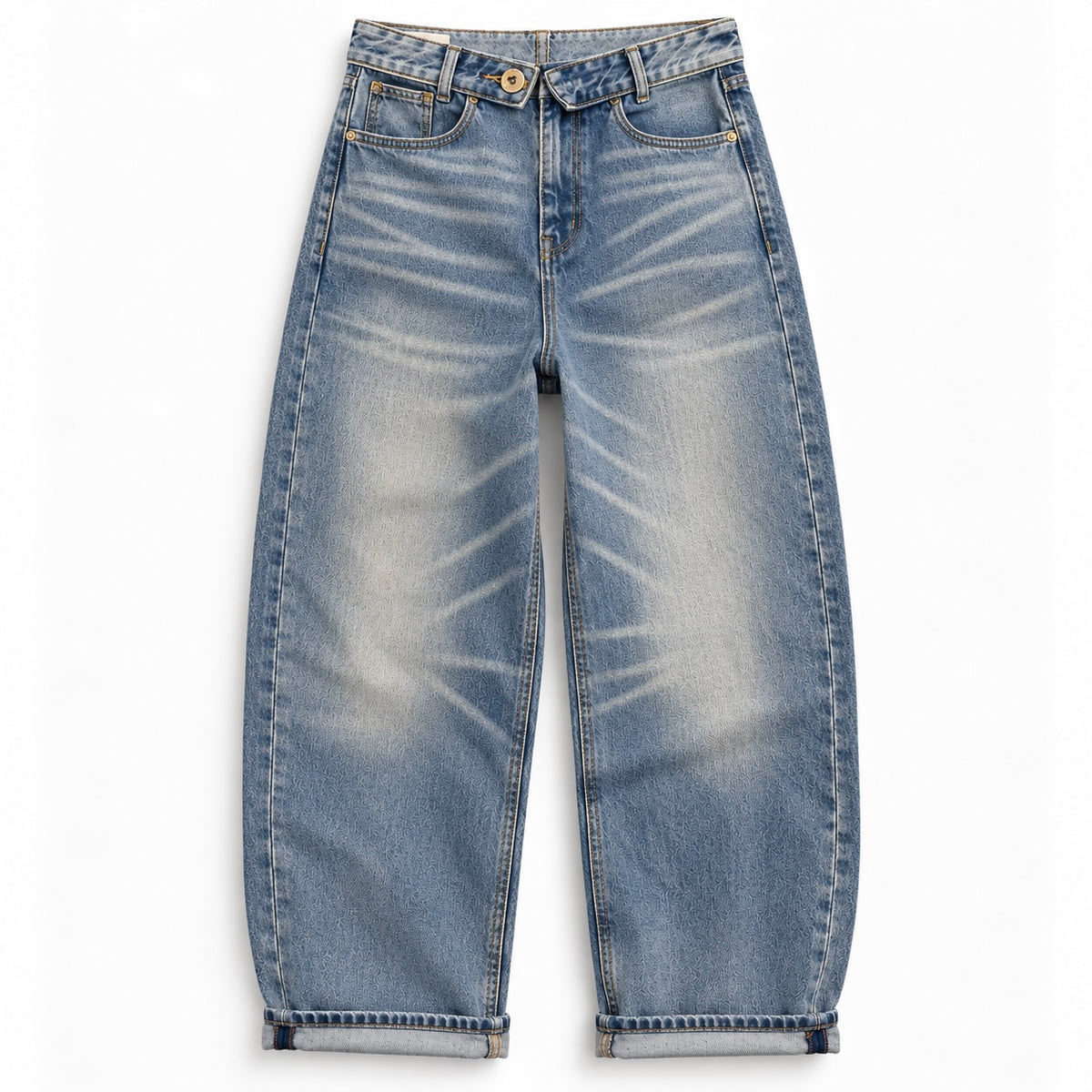 Wide Leg Jeans mit besonderem Bunddetail – Vintage Look