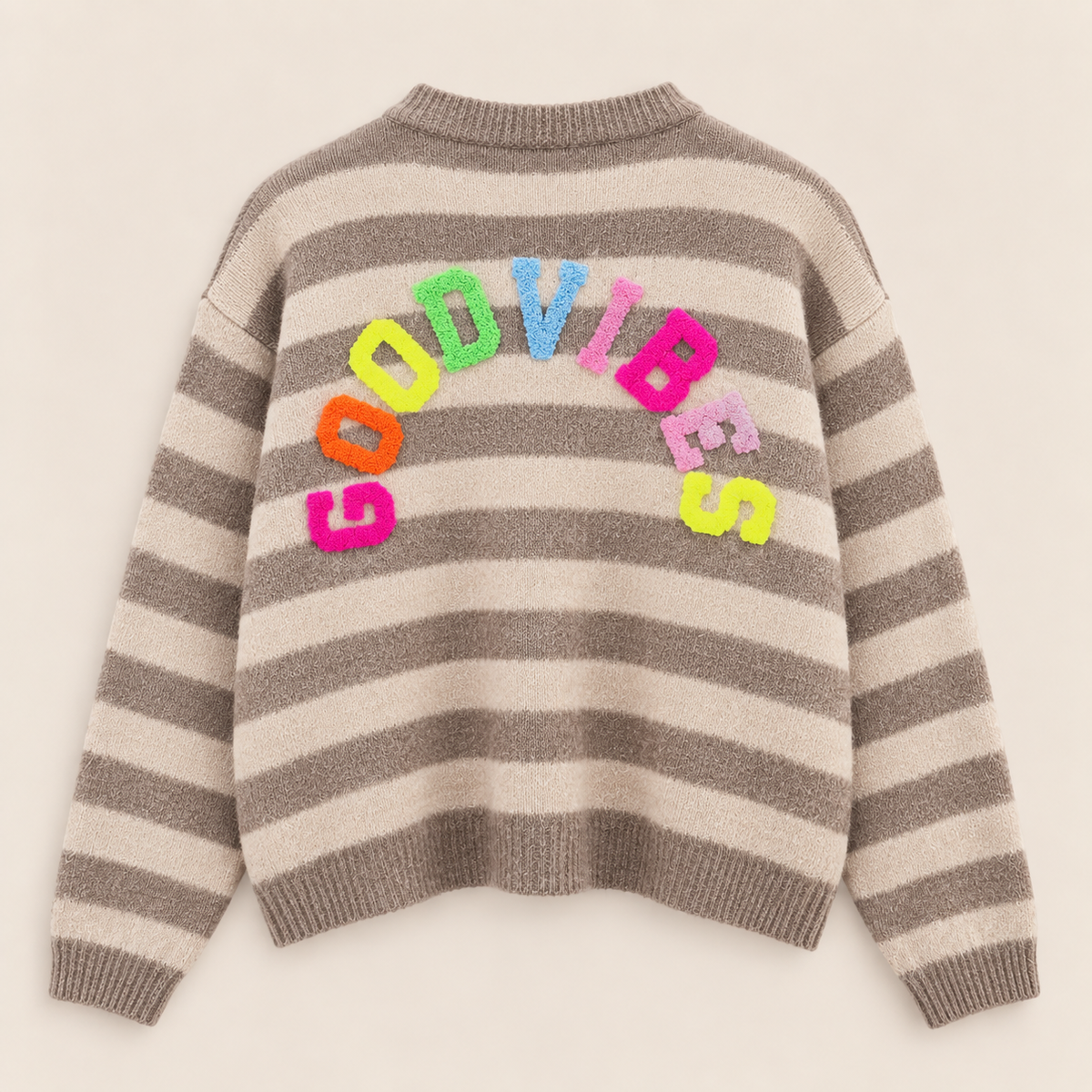 Good Vibes Streifen-Cardigan – Made in Italy