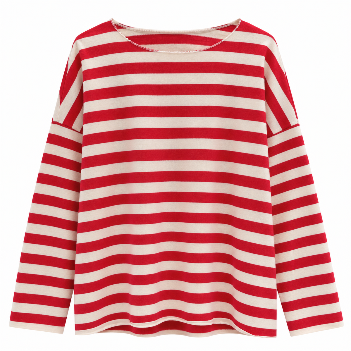 Gestreiftes Oversize-Langarmshirt – Made in Italy