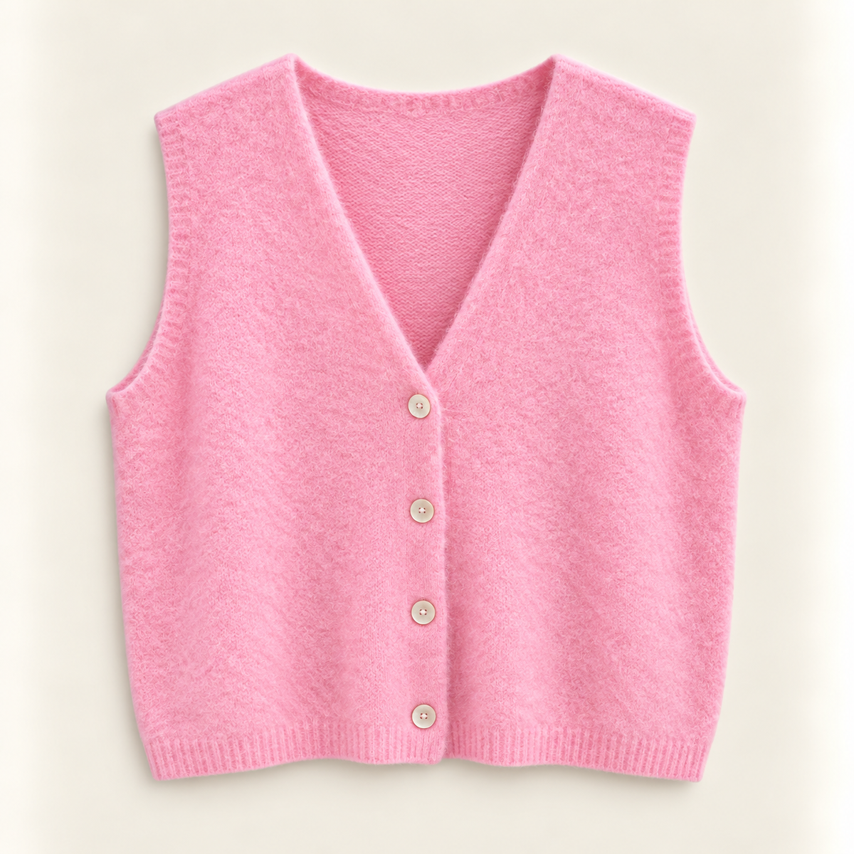 Angora Strickweste mit Knöpfen
