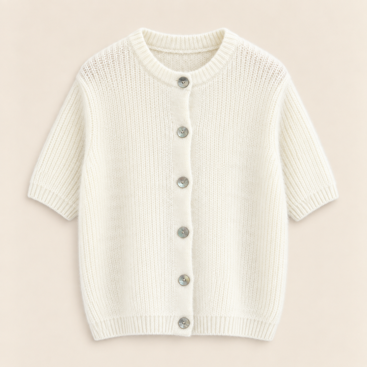 Angora Kurzarm-Cardigan – Made in Italy