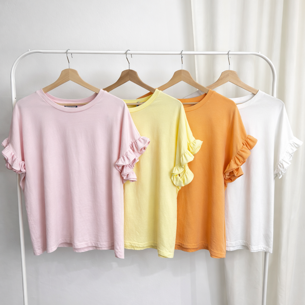 Rüschen T-Shirt Damen