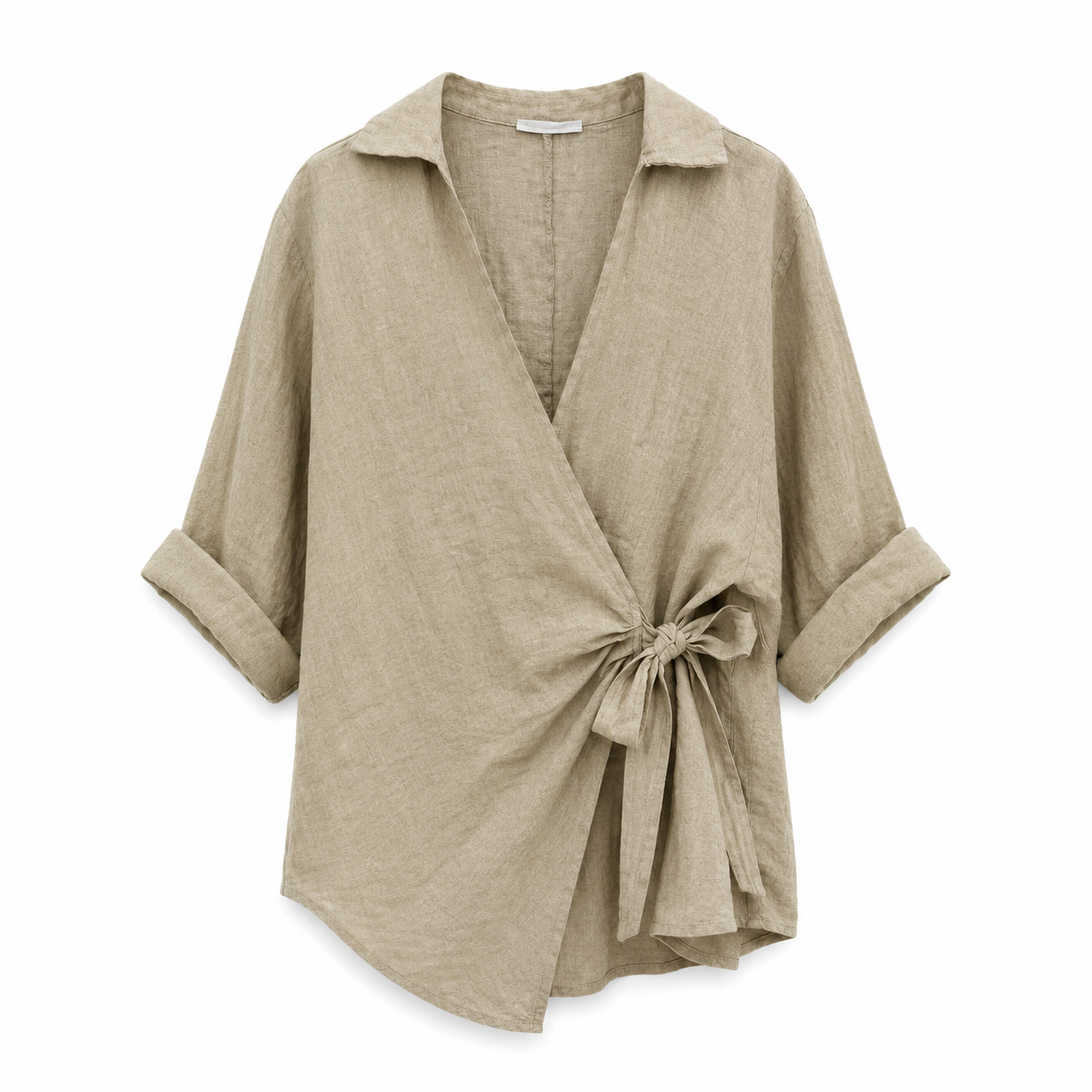 Leinen-Wickelbluse aus 100 % Leinen