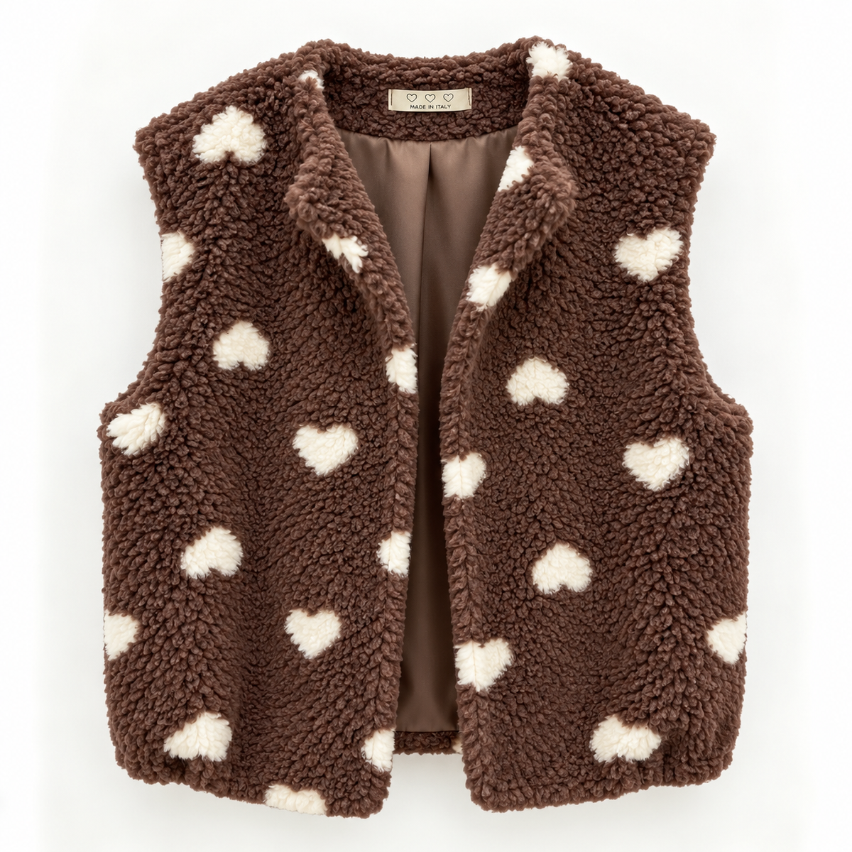 Teddyweste mit Herzmuster – Kuschelig & Trendy