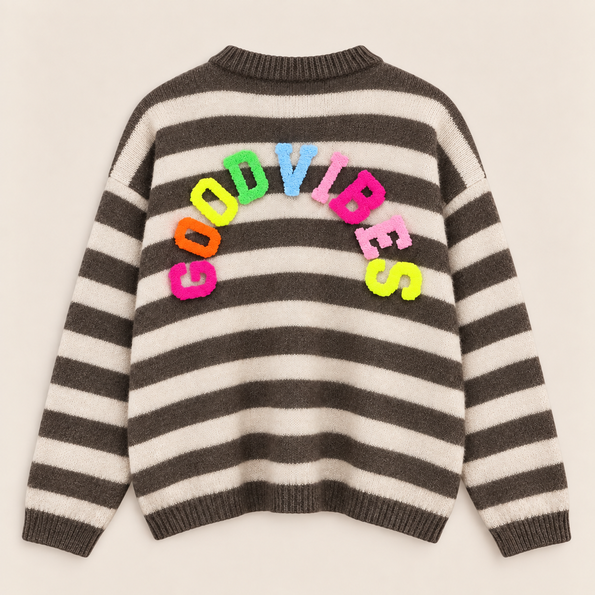 Good Vibes Streifen-Cardigan – Made in Italy