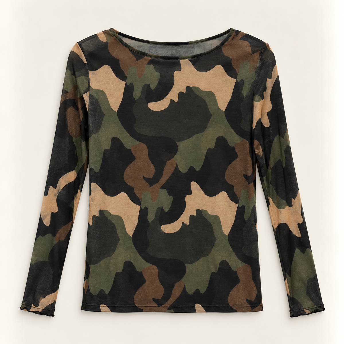 Cashmere Langarmshirt Camouflage